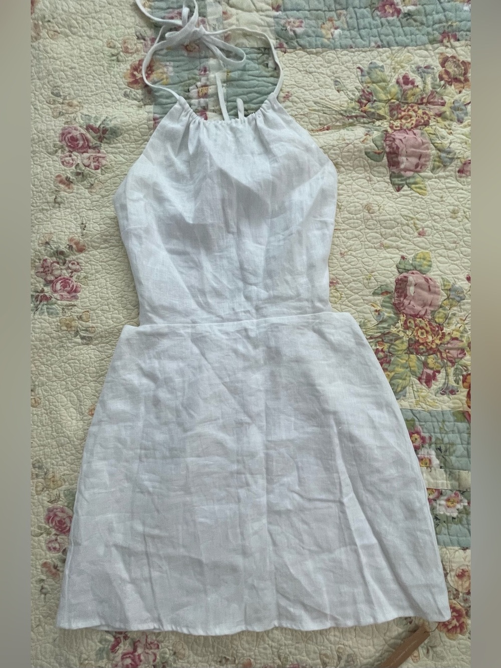 Reformation White Linen Halter Dress